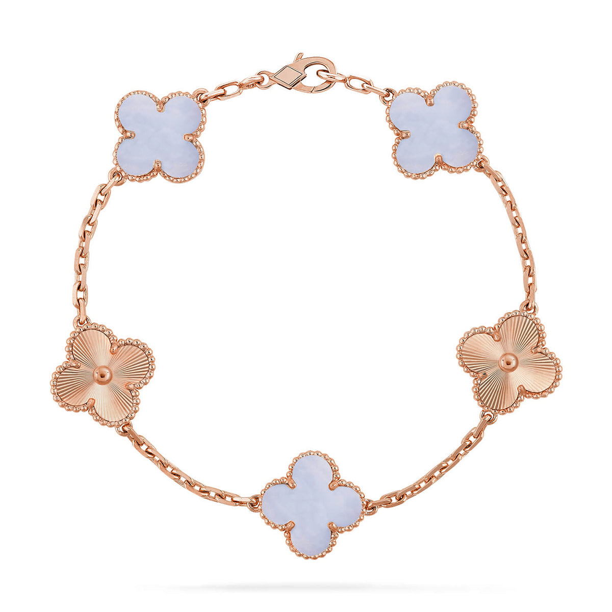 [LUXORA] CLOVER 5 MOTIF PURPLE CHALCEDONY BRACELET COLLECTION