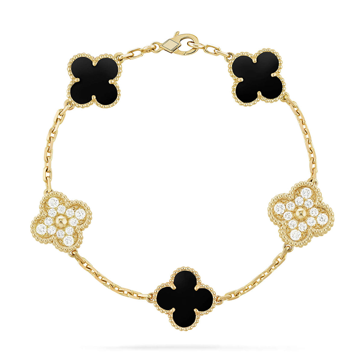 [LUXORA] CLOVER 5 MOTIF ONYXS BRACELET COLLECTION