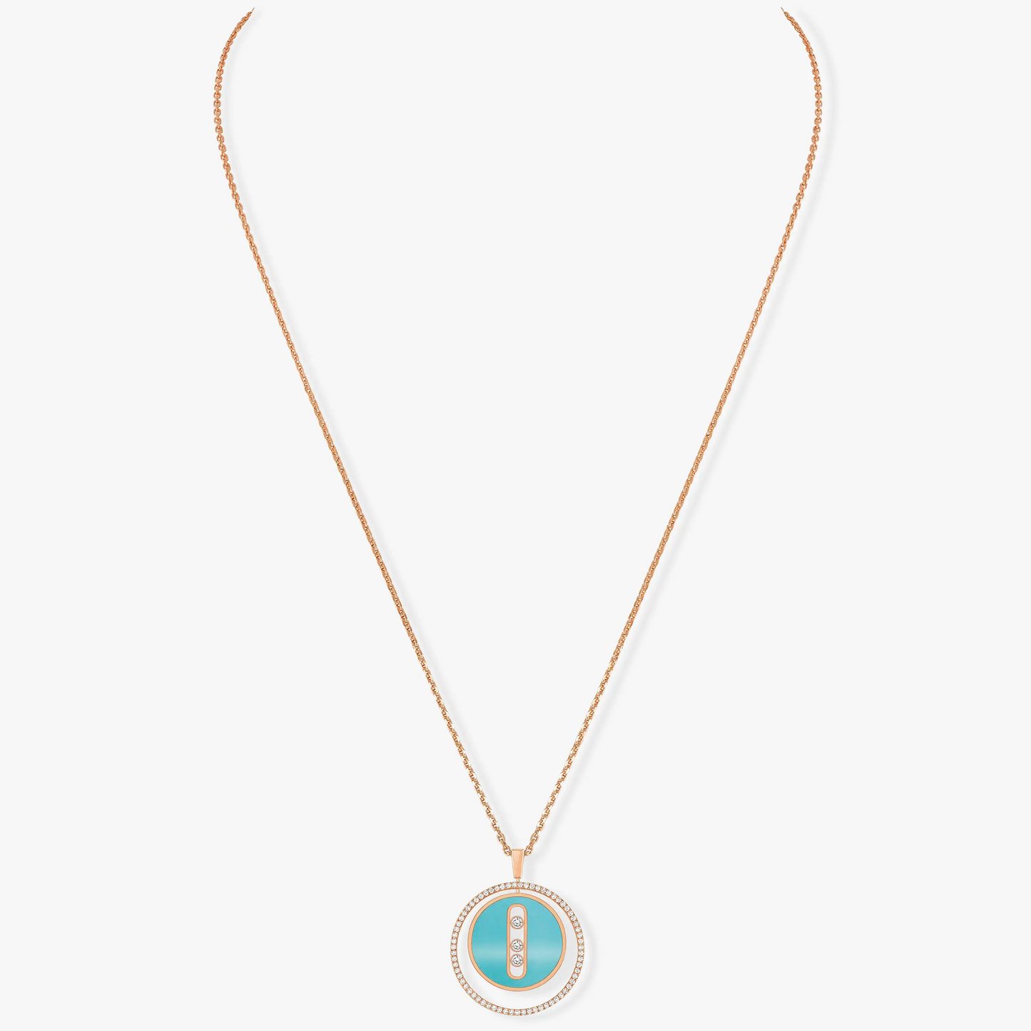 [LUXORA]Demo MOVE 3 DIAMONDS TURQUOISE PINK GOLD DIAMOND NECKLACE