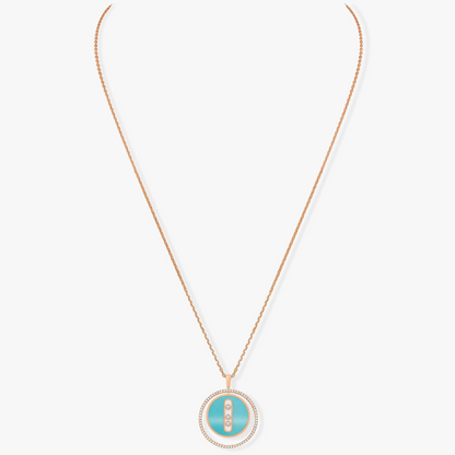 [LUXORA]Demo MOVE 3 DIAMONDS TURQUOISE PINK GOLD DIAMOND NECKLACE