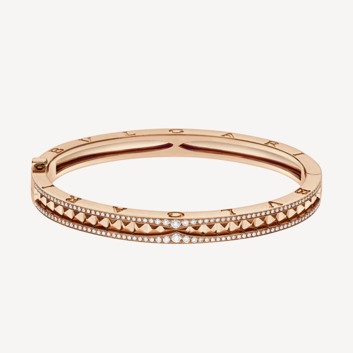 [LUXORA]ZERO 1 SPIRAL AND PAVED DIAMOND PINK GOLD BRACELET