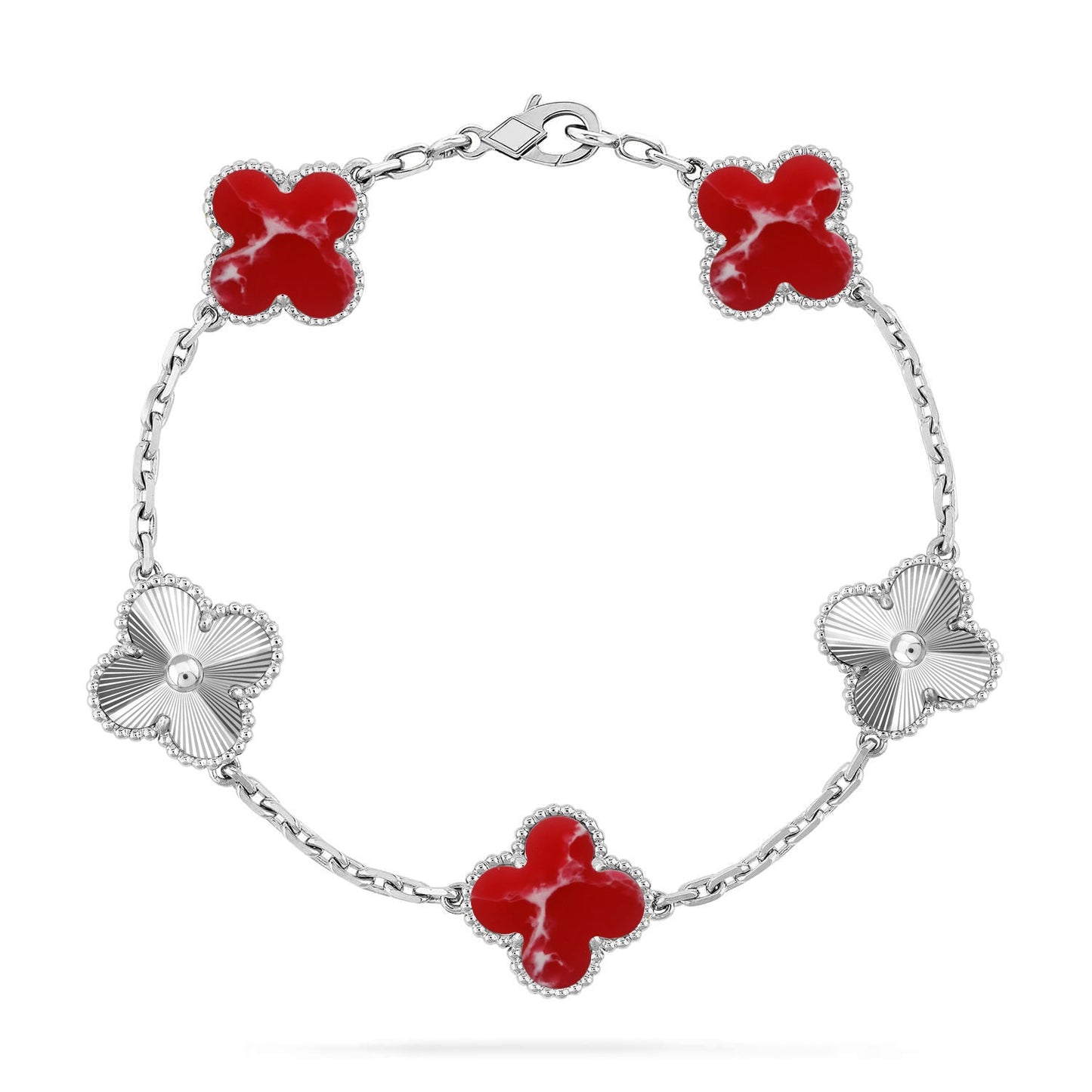[LUXORA]CLOVER 5 MOTIF RED PATTERN BRACELET COLLECTION