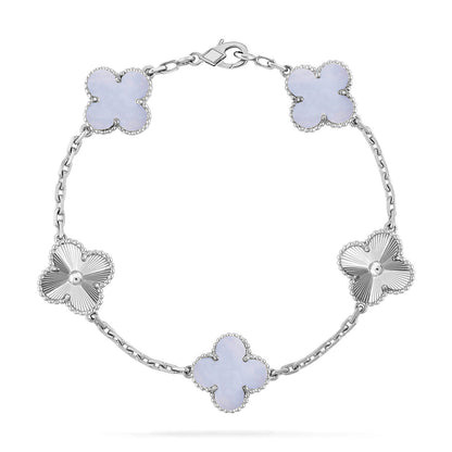 [LUXORA] CLOVER 5 MOTIF PURPLE CHALCEDONY BRACELET COLLECTION