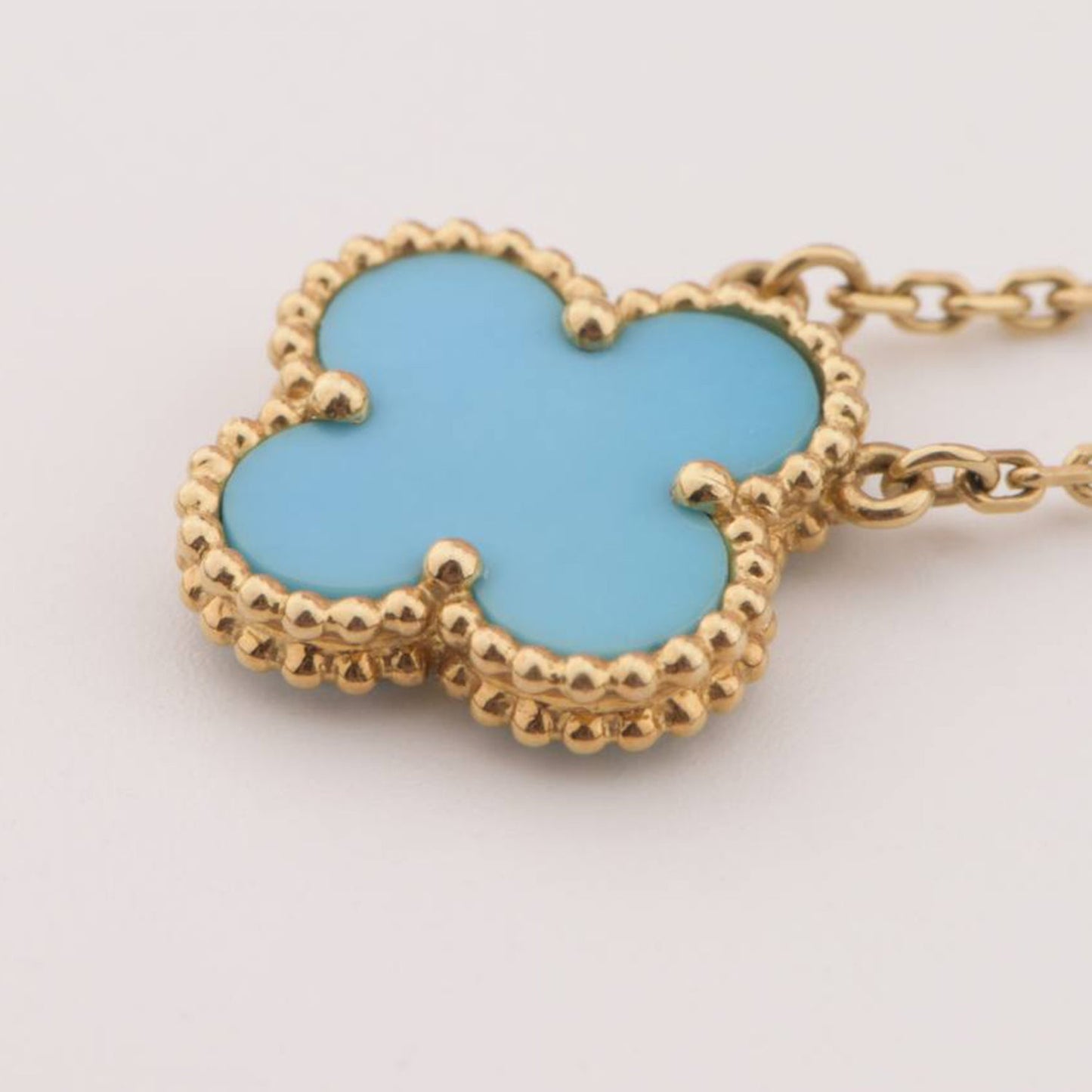 [LUXORA]CLOVER 15MM VINTAGE TURQUOISE NECKLACE