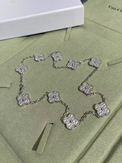 [LUXORA]CLOVER 10 MOTIFS  FULL DIAMOND NECKLACE