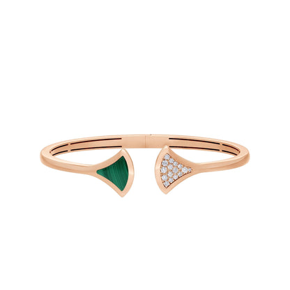 [LUXORA]DREAM BRACELET OPEN MALACHITE PINK GOLD
