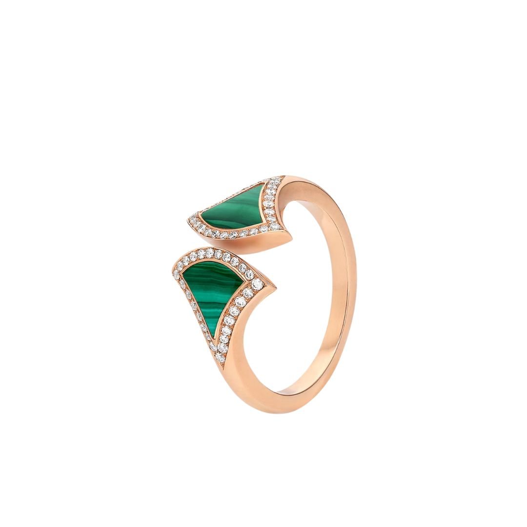 [LUXORA]DREAM MALACHITE DIAMOND OPEN RING