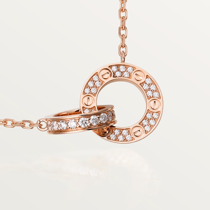 [LUXORA]LOVE 7.6MM NECKLACE ROSE GOLD AND SILVER  FULL DIAMOND