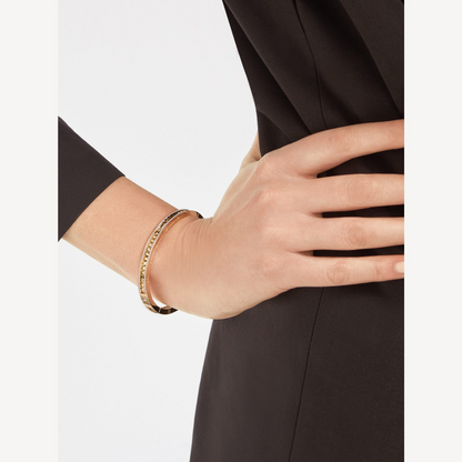 [LUXORA]ZERO 1 SPIRAL AND PAVED DIAMOND GOLD BRACELET