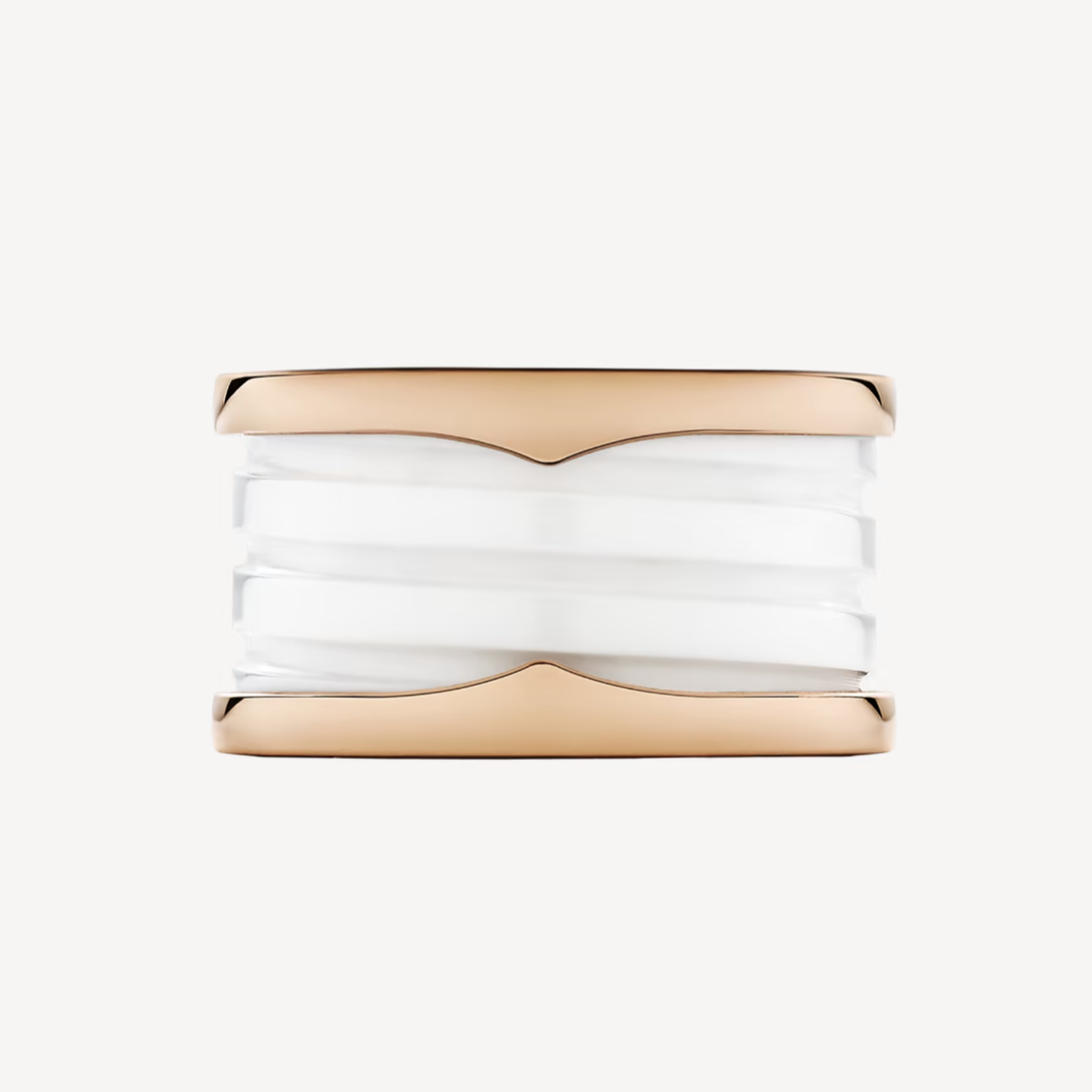 [LUXORA]ZERO 1 FOUR-BAND LOOPS AND WHITE CERAMIC SPIRAL PINK GOLD RING