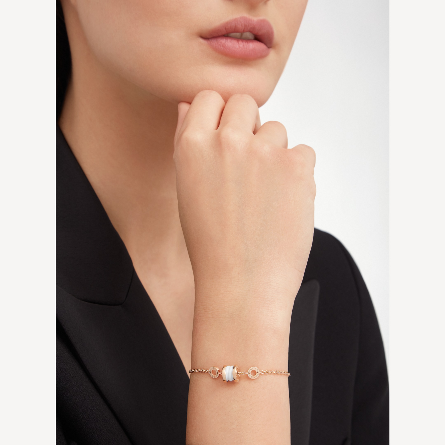 [LUXORA]ZERO 1 SOFT PINK GOLD AND WHITE CERAMIC BRACELET