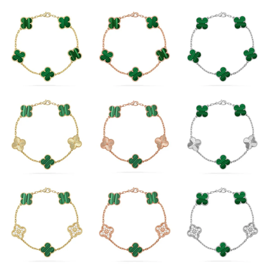 [LUXORA] CLOVER 5 MOTIF MALACHITE BRACELET COLLECTION