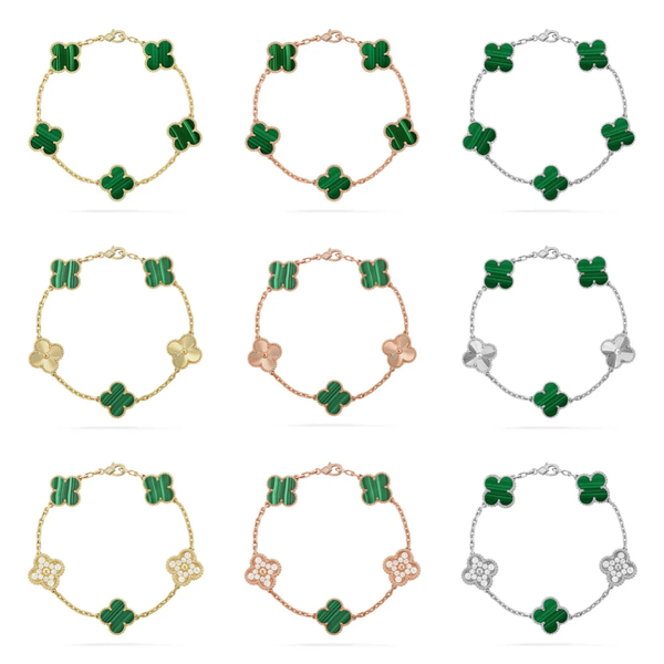 [LUXORA] CLOVER 5 MOTIF MALACHITE BRACELET COLLECTION