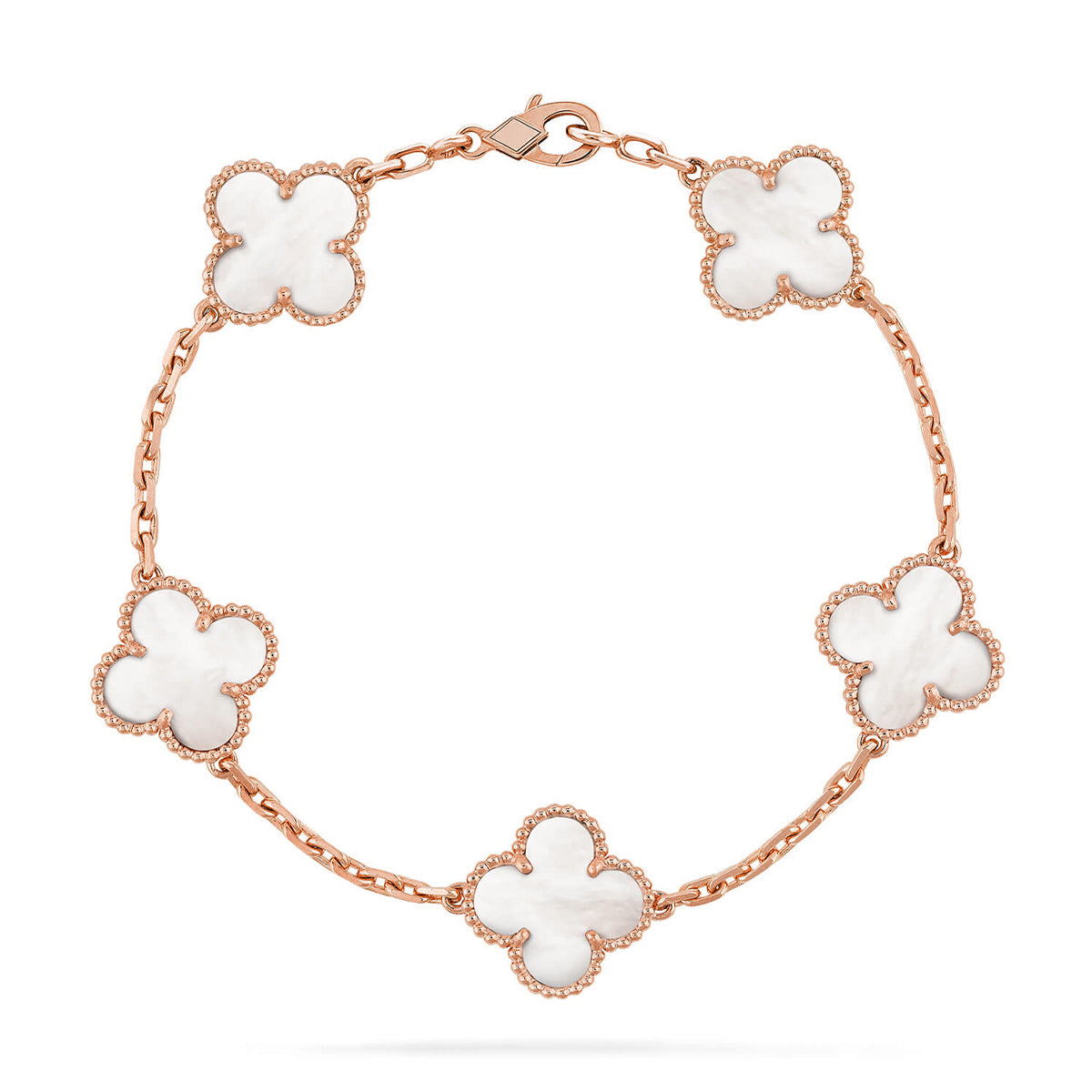 [LUXORA]CLOVER WHITE PEARL MOP 5 MOTIF BRACELET COLLECTION