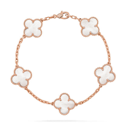 [LUXORA]CLOVER WHITE PEARL MOP 5 MOTIF BRACELET COLLECTION