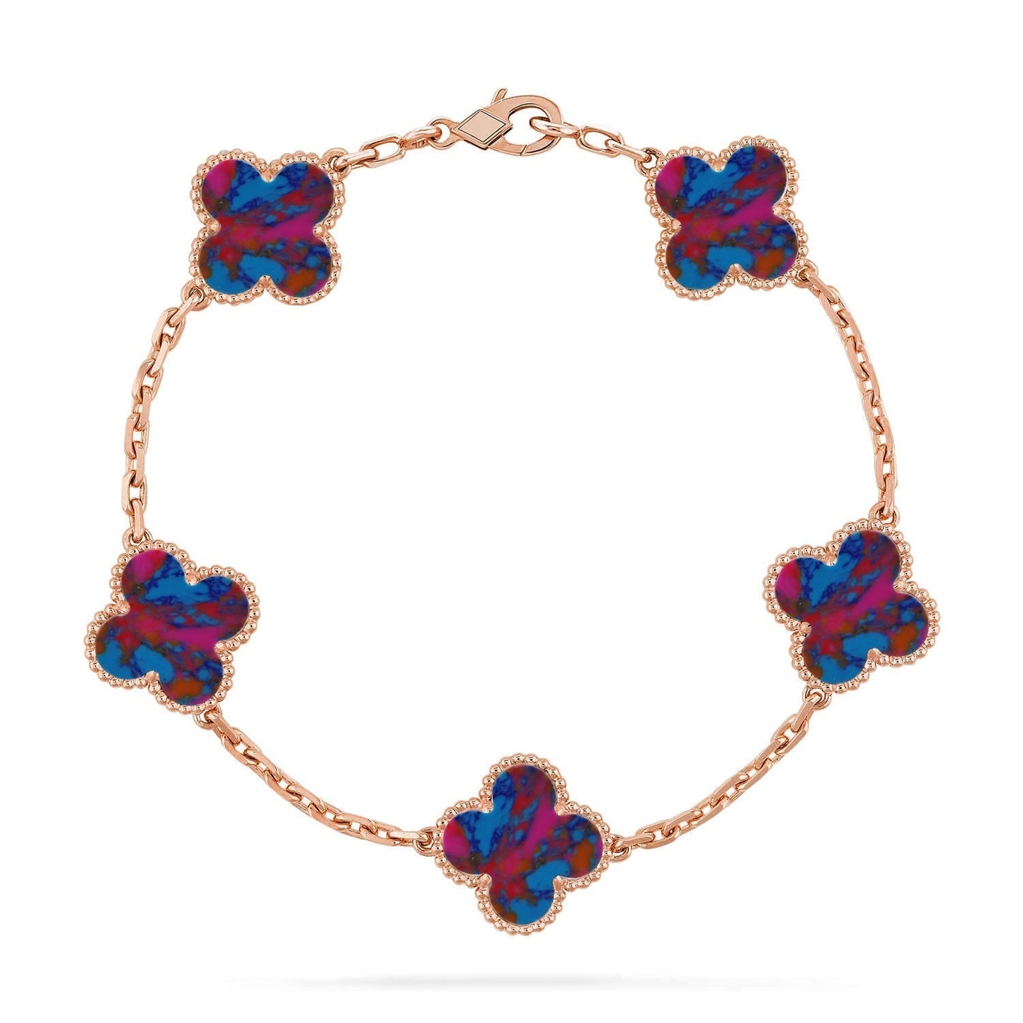 [LUXORA]CLOVER 5 MOTIF COLOR GEMSTONES BRACELET COLLECTION