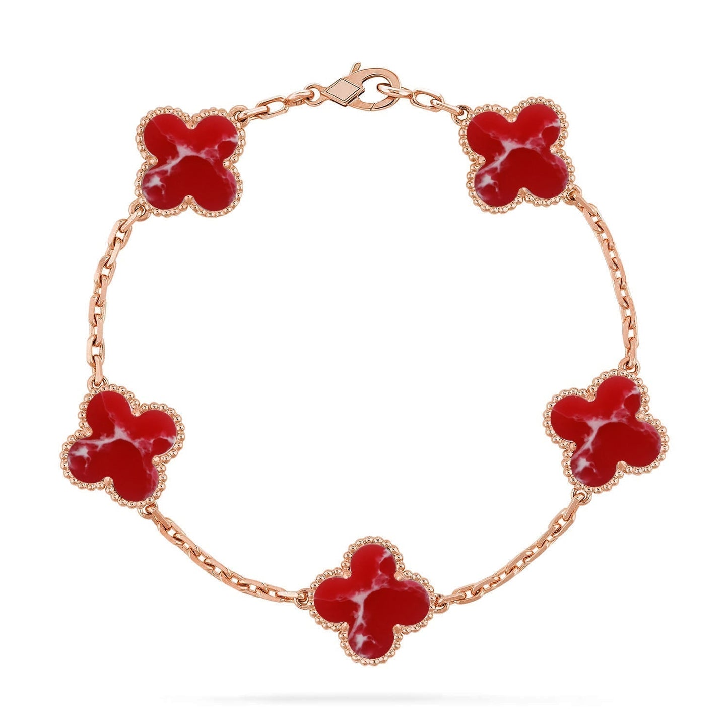 [LUXORA]CLOVER 5 MOTIF RED PATTERN BRACELET COLLECTION