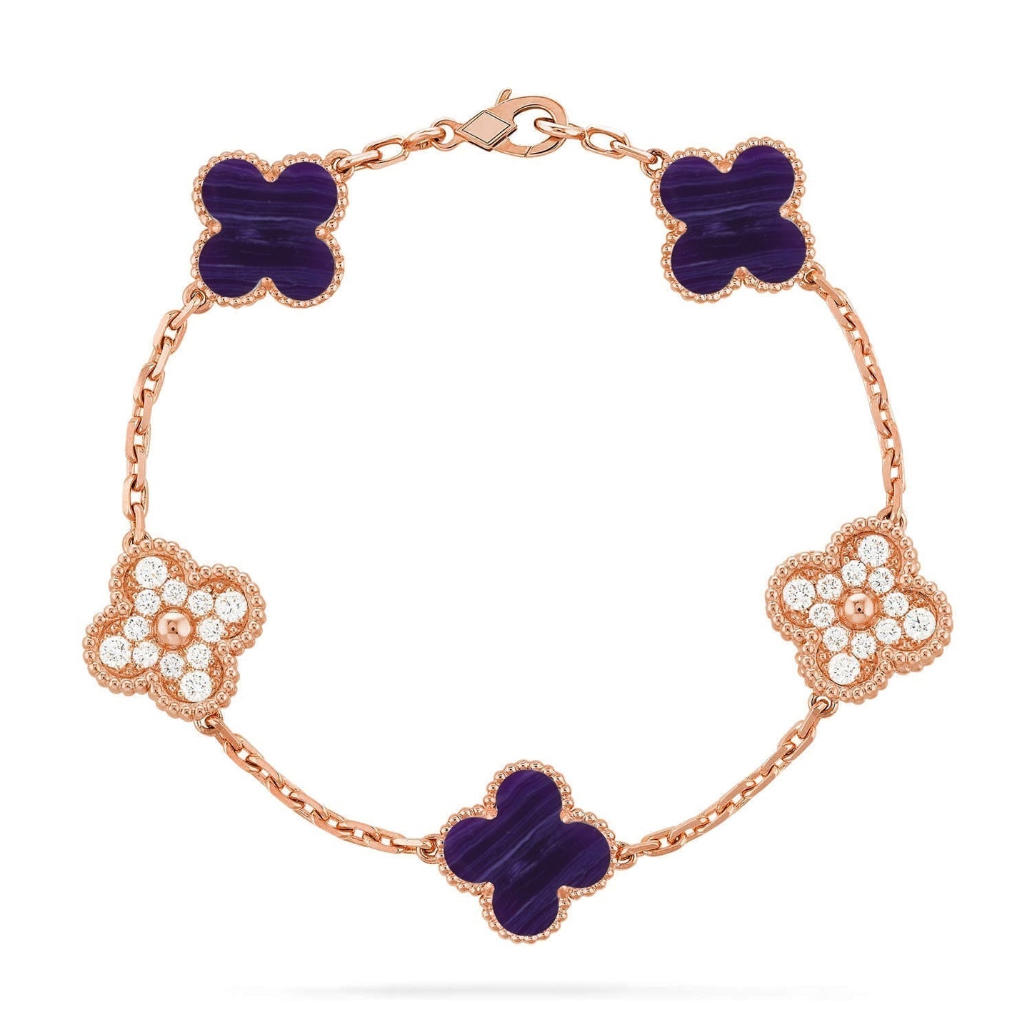 [LUXORA]CLOVER 5 MOTIF PURPLE STRIPES BRACELET COLLECTION