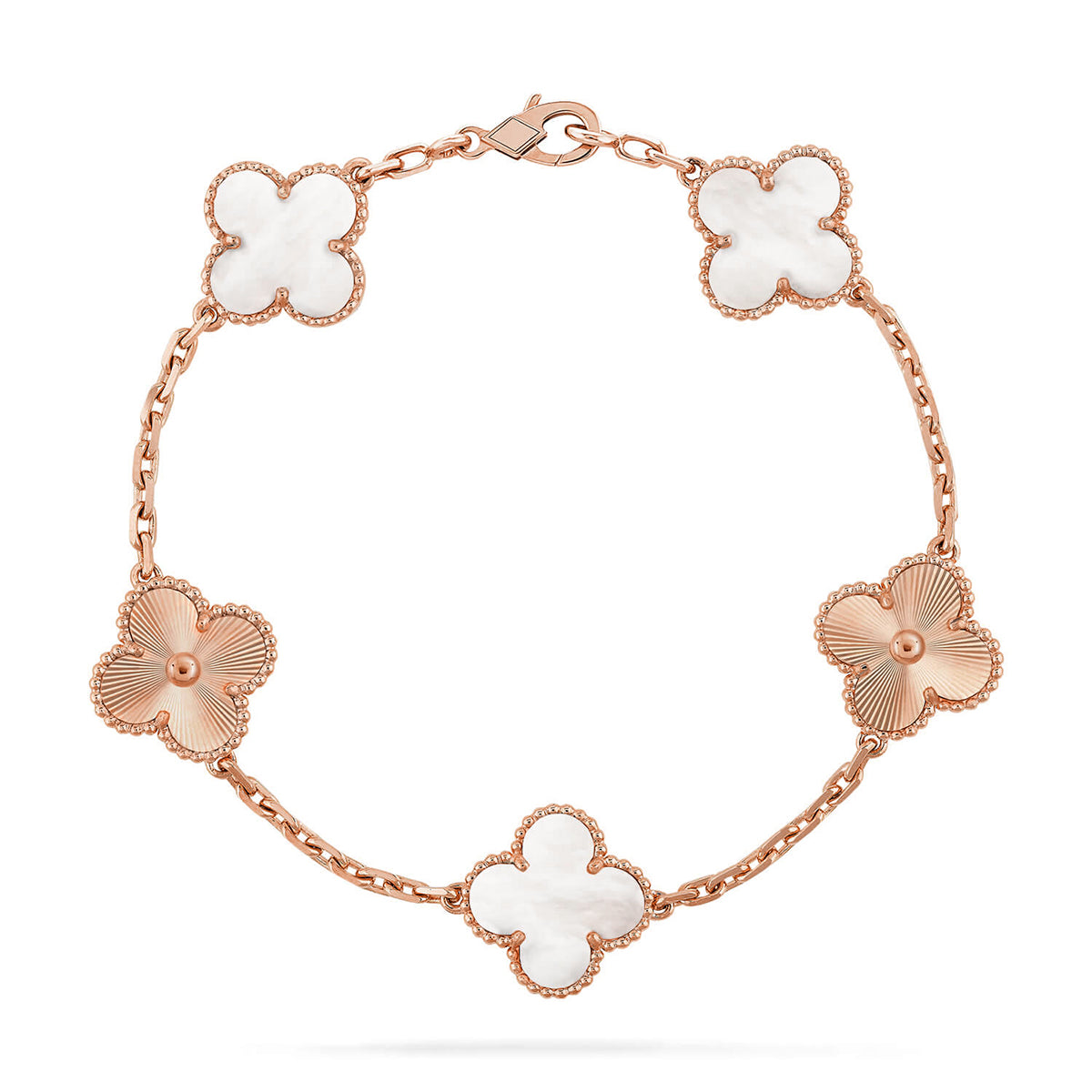 [LUXORA]CLOVER WHITE PEARL MOP 5 MOTIF BRACELET COLLECTION