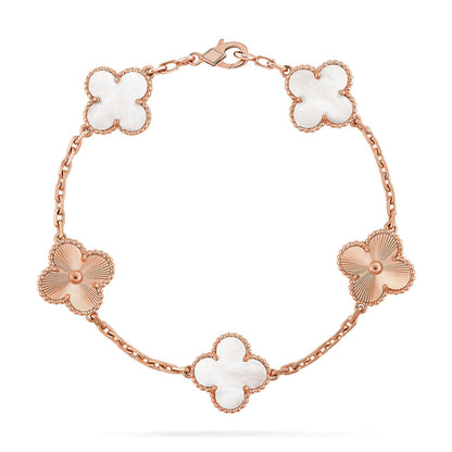 [LUXORA]CLOVER WHITE PEARL MOP 5 MOTIF BRACELET COLLECTION