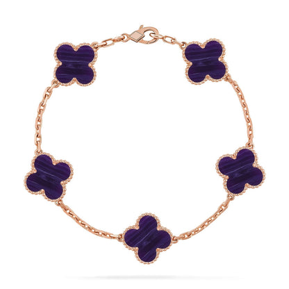 [LUXORA]CLOVER 5 MOTIF PURPLE STRIPES BRACELET COLLECTION