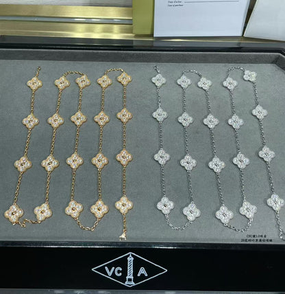 [LUXORA]CLOVER 20 MOTIFS FULL-DIAMOND NECKLACE