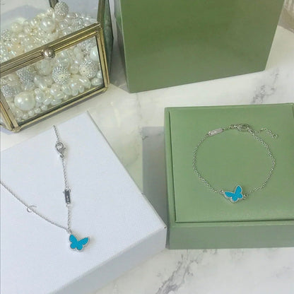 [LUXORA]BUTTERFLY TURQUOISE BUTTERFLY BRACELET SILVER