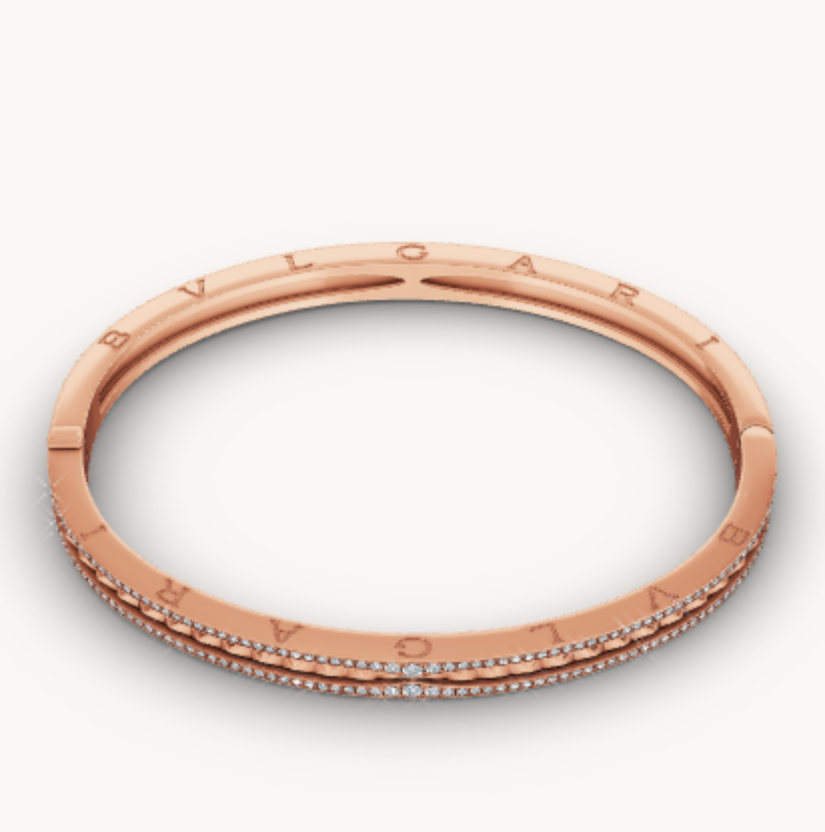 [LUXORA]ZERO 1 SPIRAL AND PAVED DIAMOND PINK GOLD BRACELET