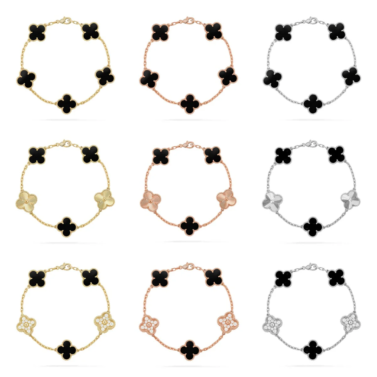 [LUXORA] CLOVER 5 MOTIF ONYXS BRACELET COLLECTION