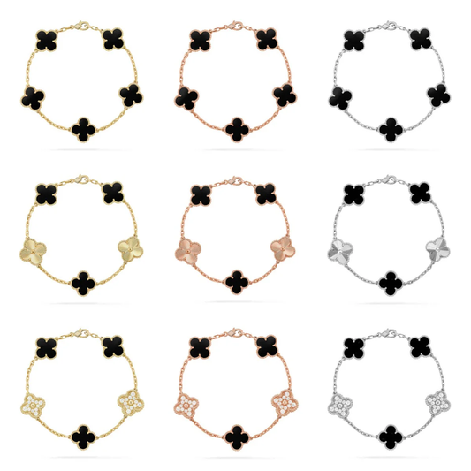 [LUXORA] CLOVER 5 MOTIF ONYXS BRACELET COLLECTION