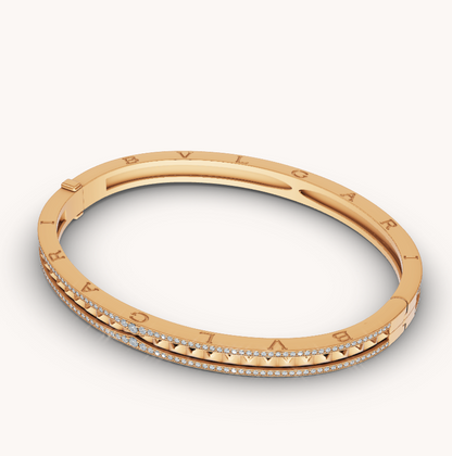 [LUXORA]ZERO 1 SPIRAL AND PAVED DIAMOND GOLD BRACELET