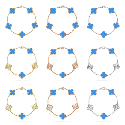 [LUXORA] CLOVER 5 MOTIF BLUE AGATE BRACELET COLLECTION