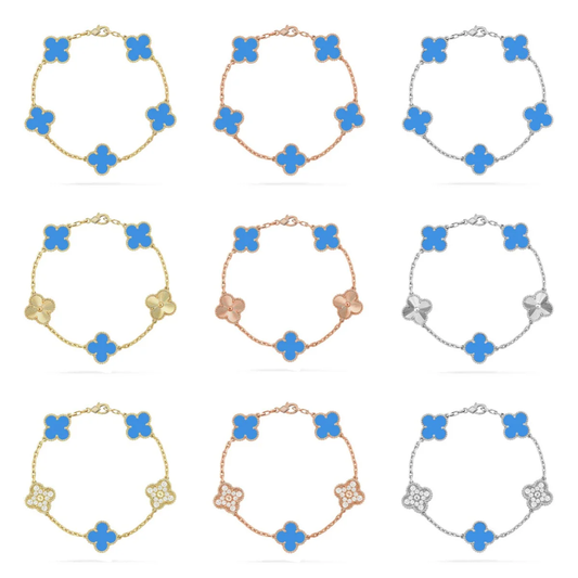 [LUXORA] CLOVER 5 MOTIF BLUE AGATE BRACELET COLLECTION