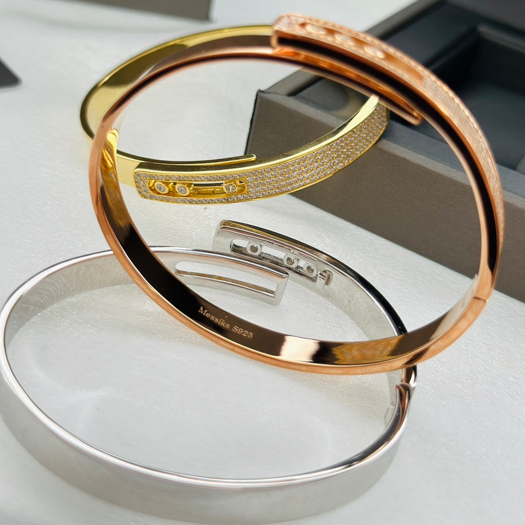[LUXORA]Move Noa Rose Gold Pavé Diamond Bangle Bracelet