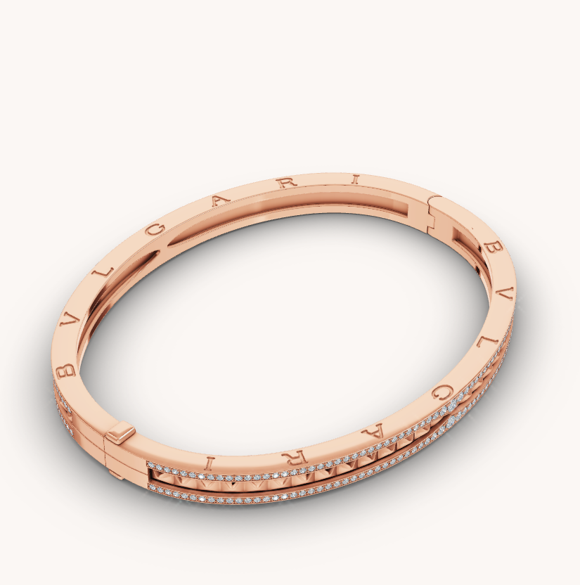 [LUXORA]ZERO 1 SPIRAL AND PAVED DIAMOND PINK GOLD BRACELET