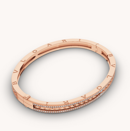[LUXORA]ZERO 1 SPIRAL AND PAVED DIAMOND PINK GOLD BRACELET