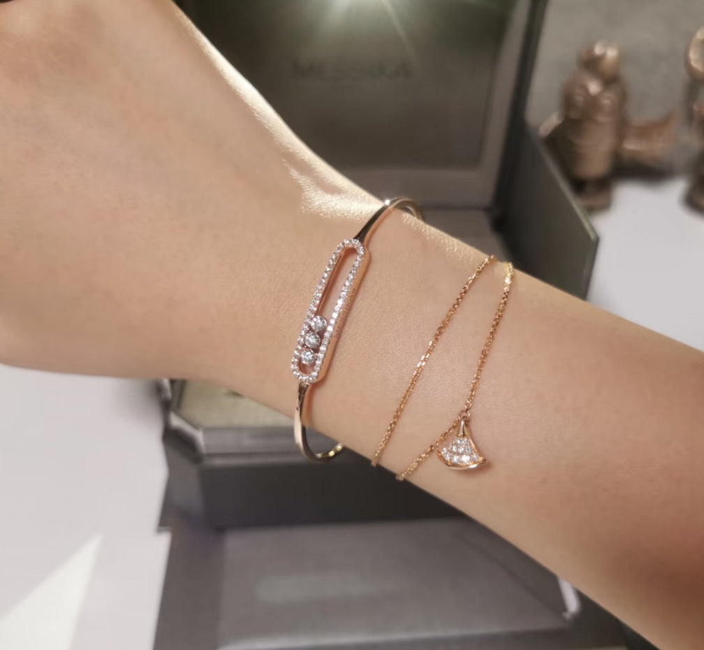 [LUXORA]Move Pavé Diamond Bangle Bracelet M