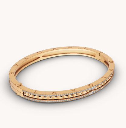 [LUXORA]ZERO 1 SPIRAL AND PAVED DIAMOND GOLD BRACELET