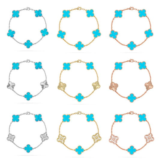 [LUXORA] CLOVER 5 MOTIF TURQUOISE BRACELET COLLECTION
