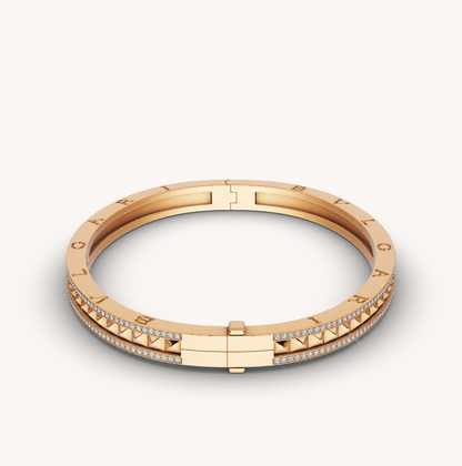 [LUXORA]ZERO 1 SPIRAL AND PAVED DIAMOND GOLD BRACELET