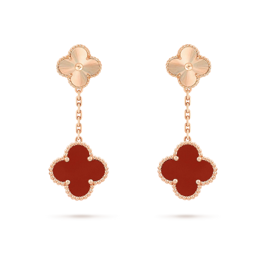 [LUXORA]CLOVER 2 MOTIF  LASER CARNELIAN EARRINGS