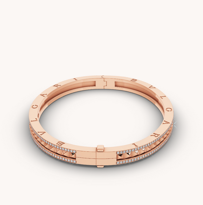 [LUXORA]ZERO 1 SPIRAL AND PAVED DIAMOND PINK GOLD BRACELET