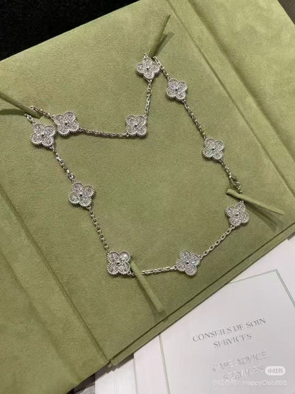 [LUXORA]CLOVER 10 MOTIFS  FULL DIAMOND NECKLACE