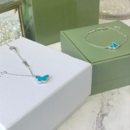 [LUXORA]BUTTERFLY TURQUOISE BUTTERFLY BRACELET SILVER