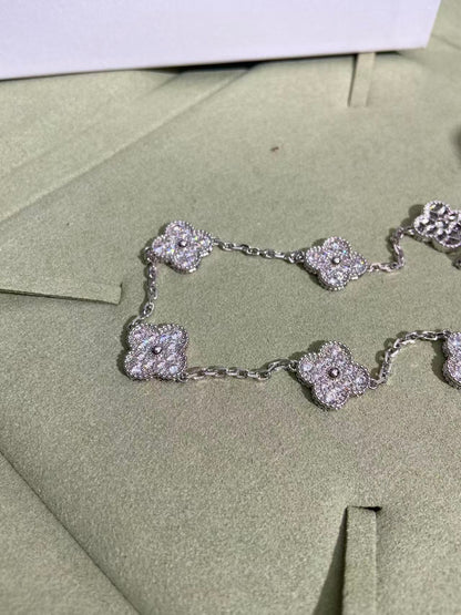 [LUXORA]CLOVER 10 MOTIFS  FULL DIAMOND NECKLACE