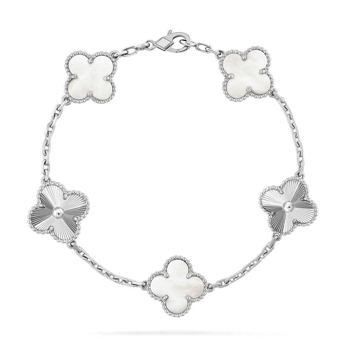 [LUXORA]CLOVER WHITE PEARL MOP 5 MOTIF BRACELET COLLECTION