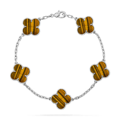 [LUXORA] CLOVER 5 MOTIFS TIGER EYE BRACELET COLLECTION