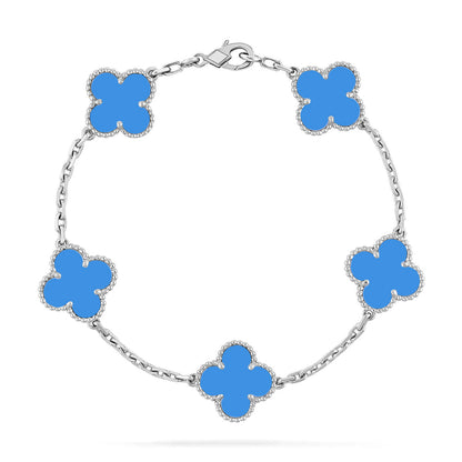 [LUXORA] CLOVER 5 MOTIF BLUE AGATE BRACELET COLLECTION