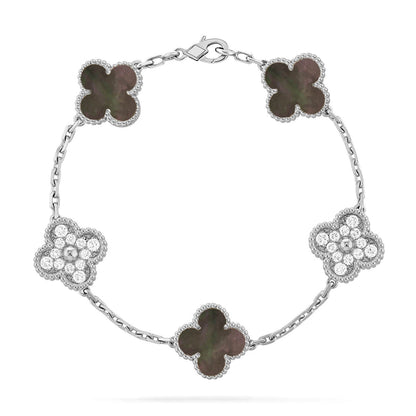 [LUXORA] CLOVER 5 MOTIF GRAY MOP BRACELET COLLECTION