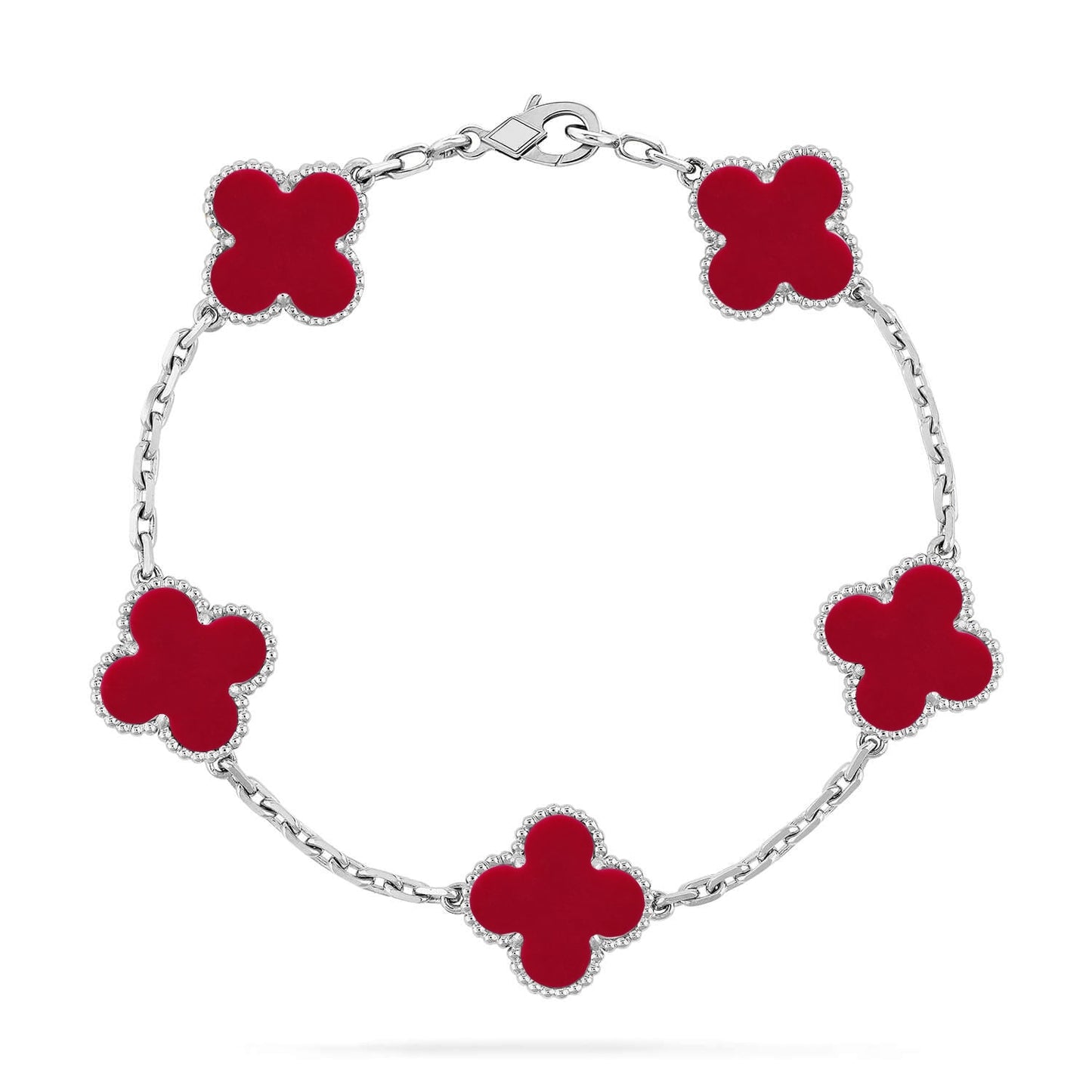 [LUXORA] CLOVER 5 MOTIF RED CORNELIAN BRACELET COLLECTION